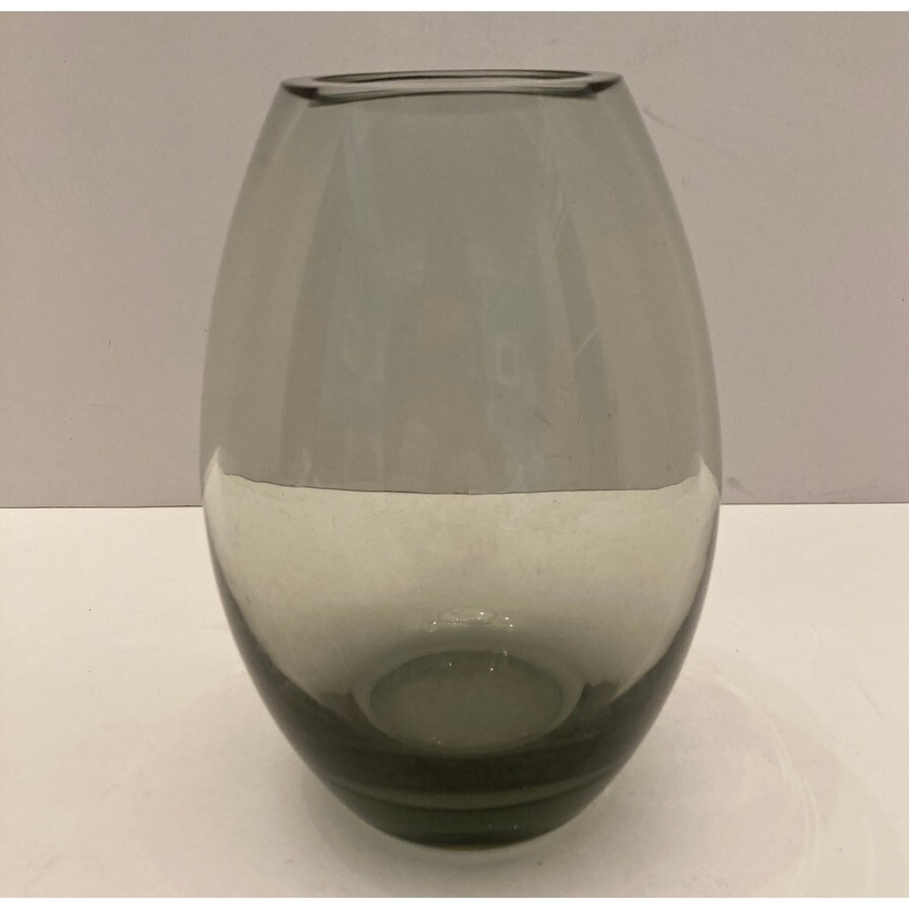 Holmegaard Smoke Gray Glass Vase Signed Per Lutken Glows Blacklight MCM 1950s‎